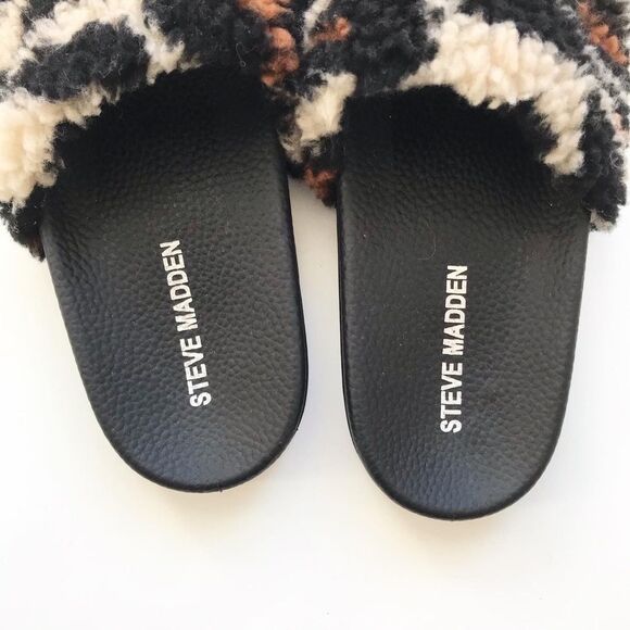 Steve Madden faux shearling-trim leopard slippers EUC size 2 youth - Picture 4 of 7